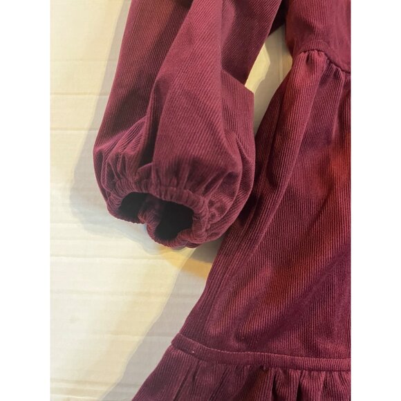 Melonie T Burgundy 14 Merlot 3/4 sleeve corduroy, baby doll, mini tiered dress - Picture 6 of 13